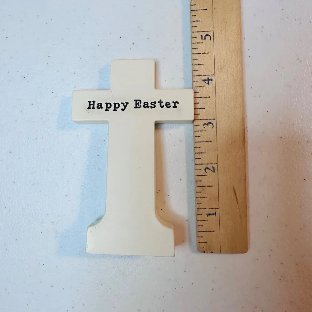 Cross decoration Reversible faith-Happy Easter spring tiered tray cross figurine